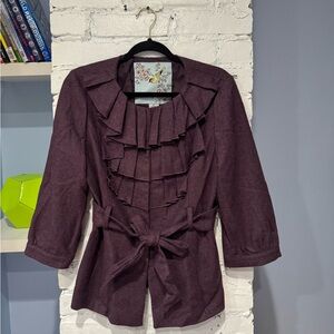 Anthropologie‎ Tabitha Foliage Finder Purple Jacket Size 10